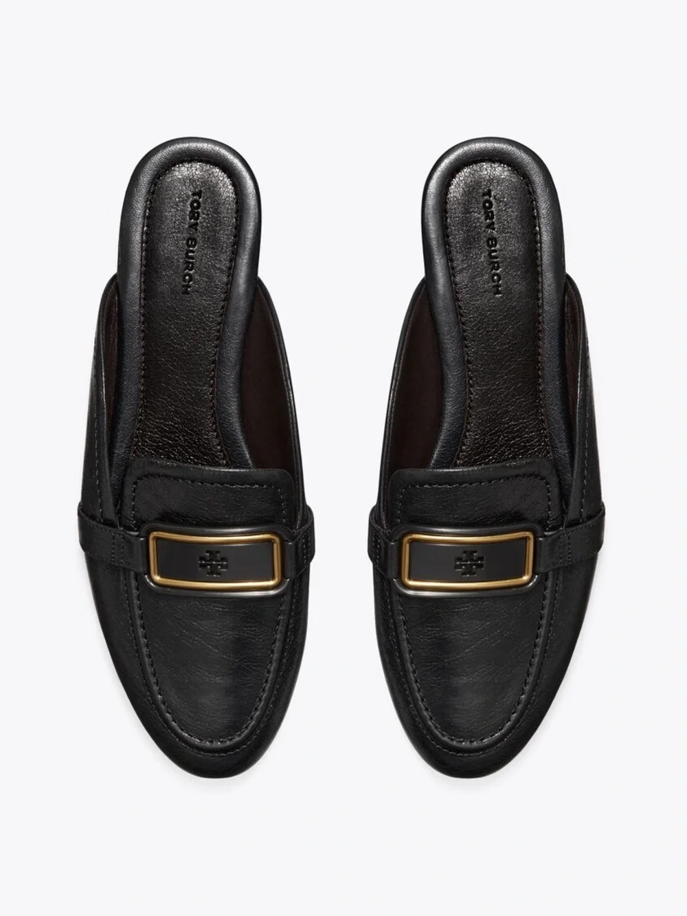 Tory Burch Georgia Backless Mule Loafer Black Leather Size 9